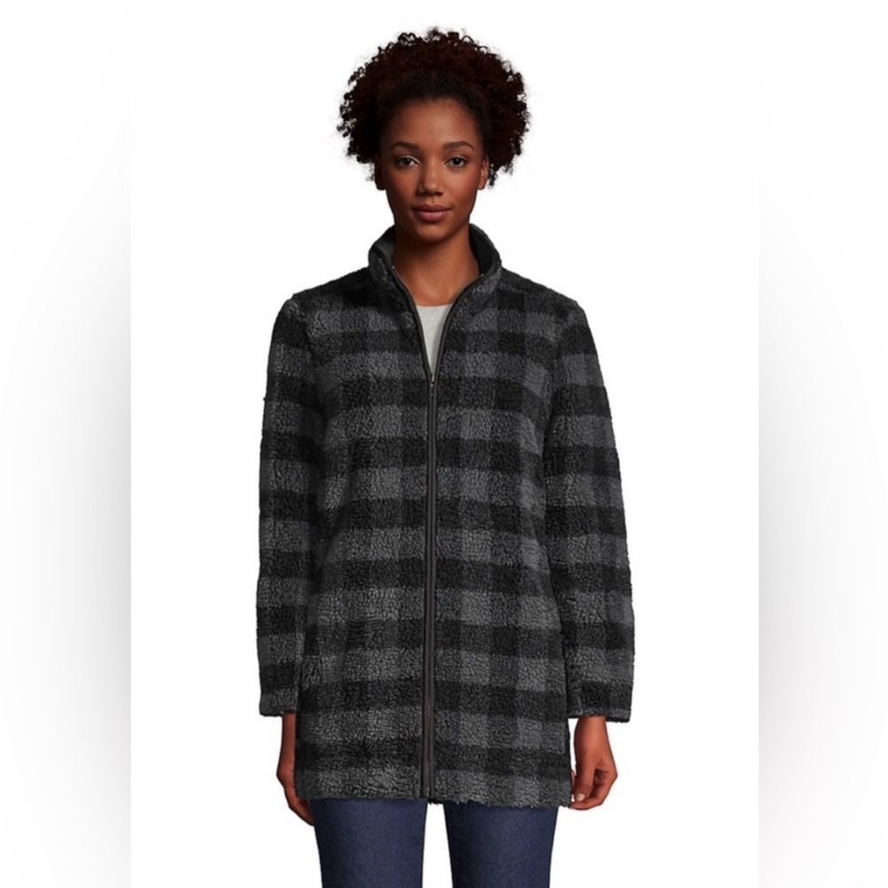 NWT Lands’ End Buffalo Check Coat Size Medium